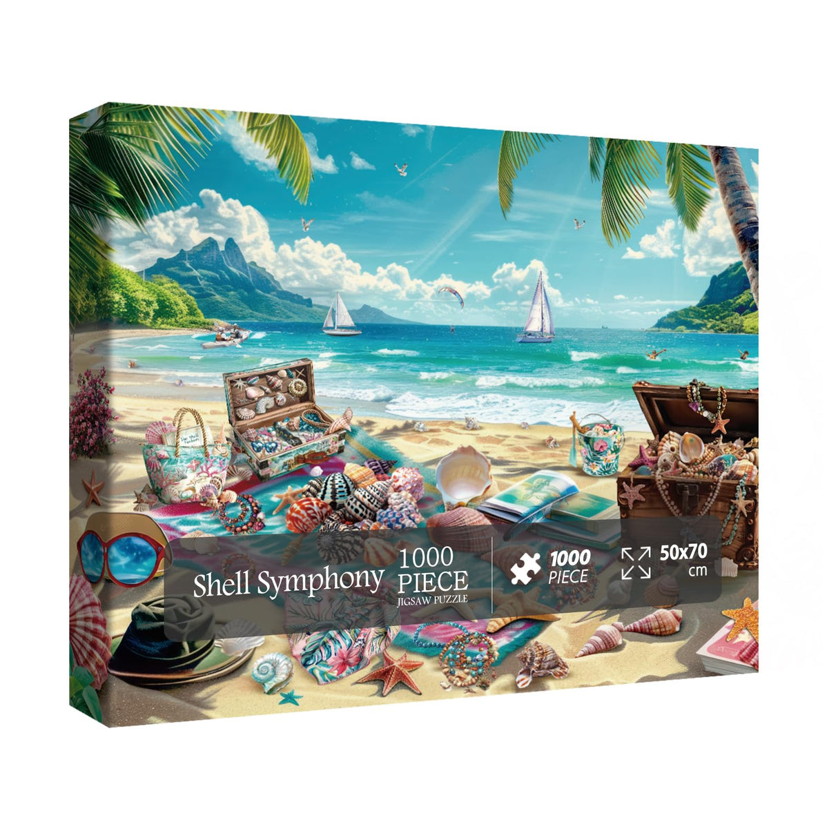 Summer Beach Seashell Puzzle Collection for Adults 1000 Piece, Hawaii Nature Scenery Jigsaw Puzzle Sea, Colorful Ocean Camping Puzzle BBOLDIN