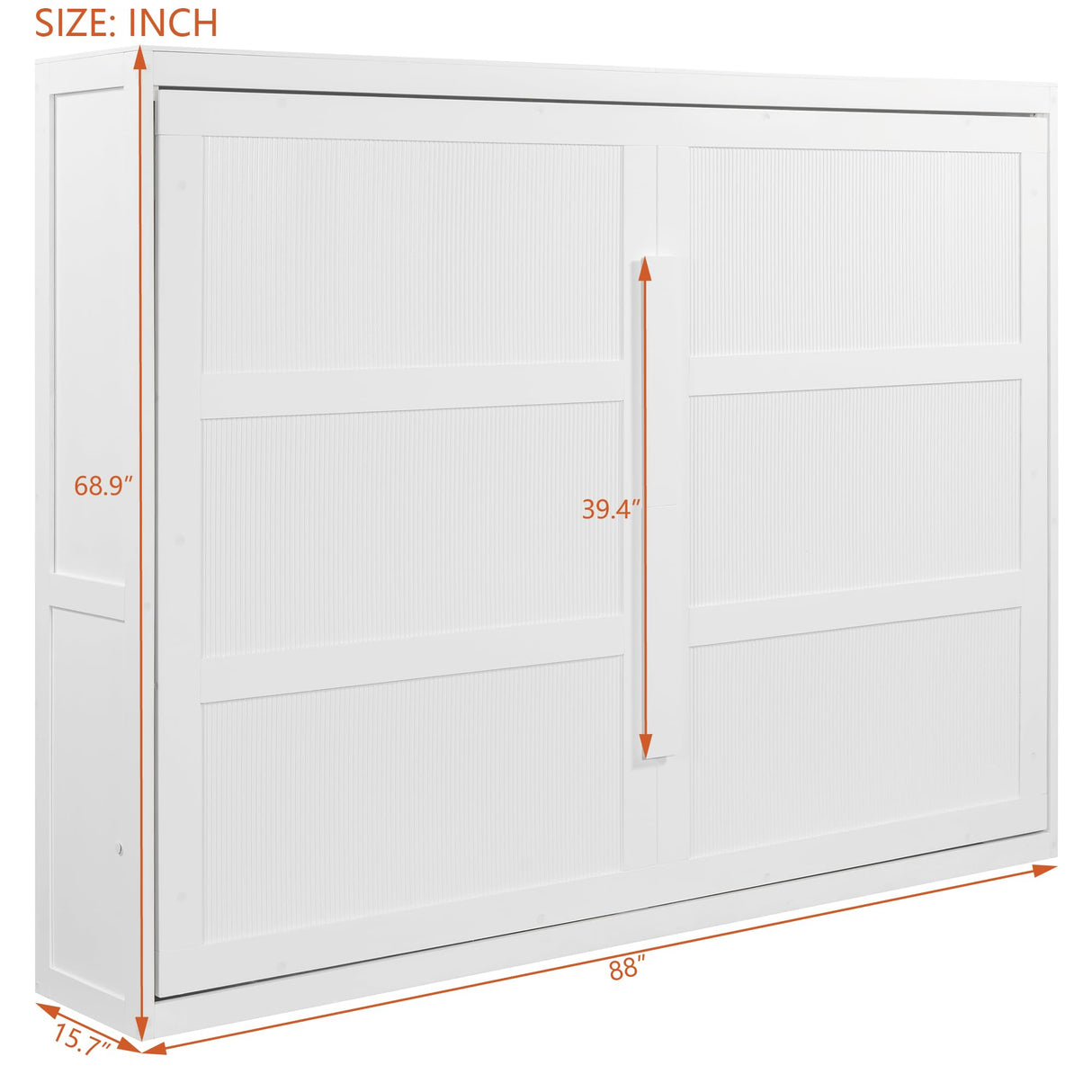 P PURLOVE Queen Size Murphy Bed with LED Lights, Modern Wall Bed with Slats, Space-Saving Folding Murphy Bed, No Box Spring Needed, Easy Assembly (White) P PURLOVE