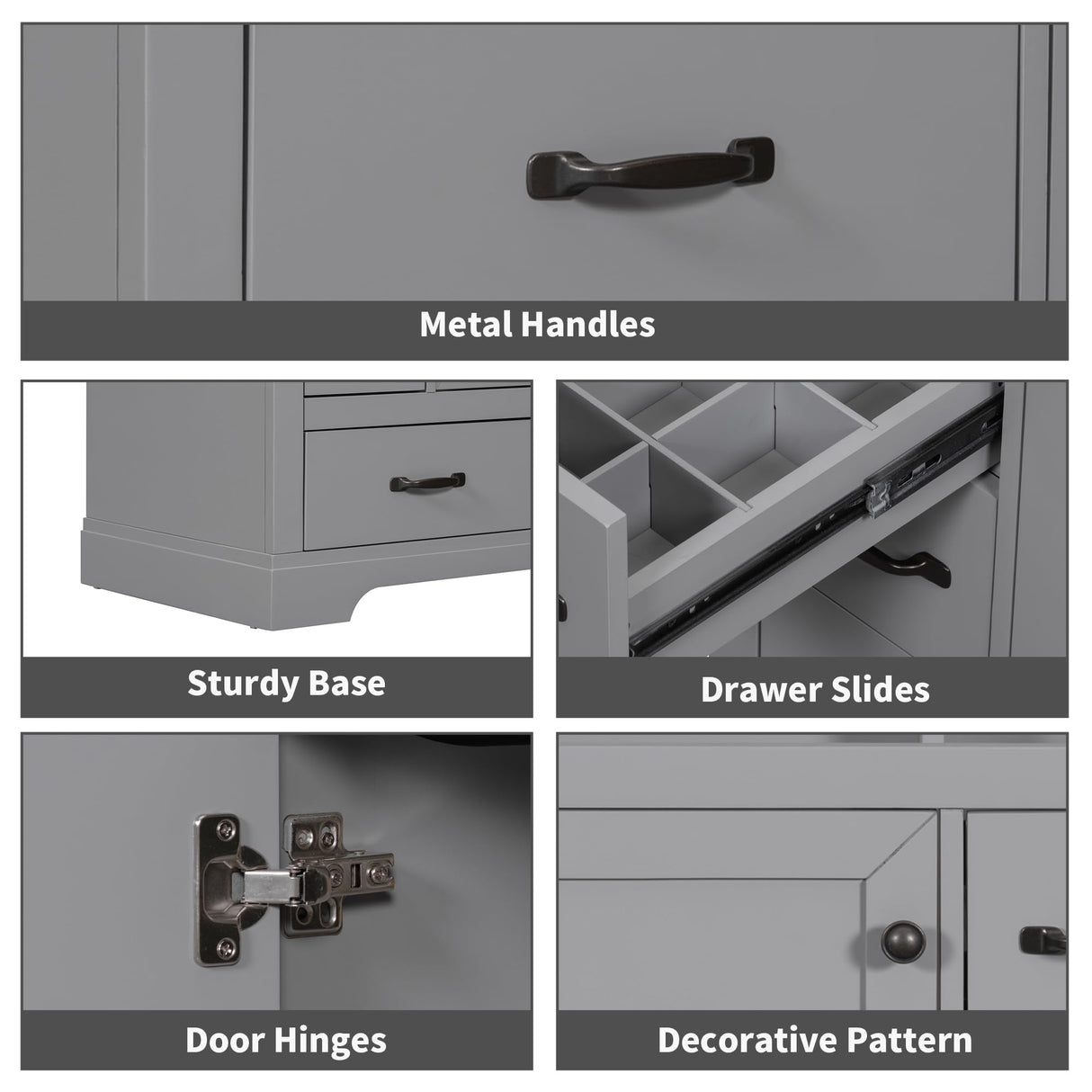 Harper & Bright Designs 36" Bathroom Vanity with Sink, Free Standing Single Basin Vanity Set with 6 Drawers & One Cabinet with Adjustable Shelf, Bathroom Cabinet with Ceramic Basin for Bathroom, Grey Harper & Bright Designs