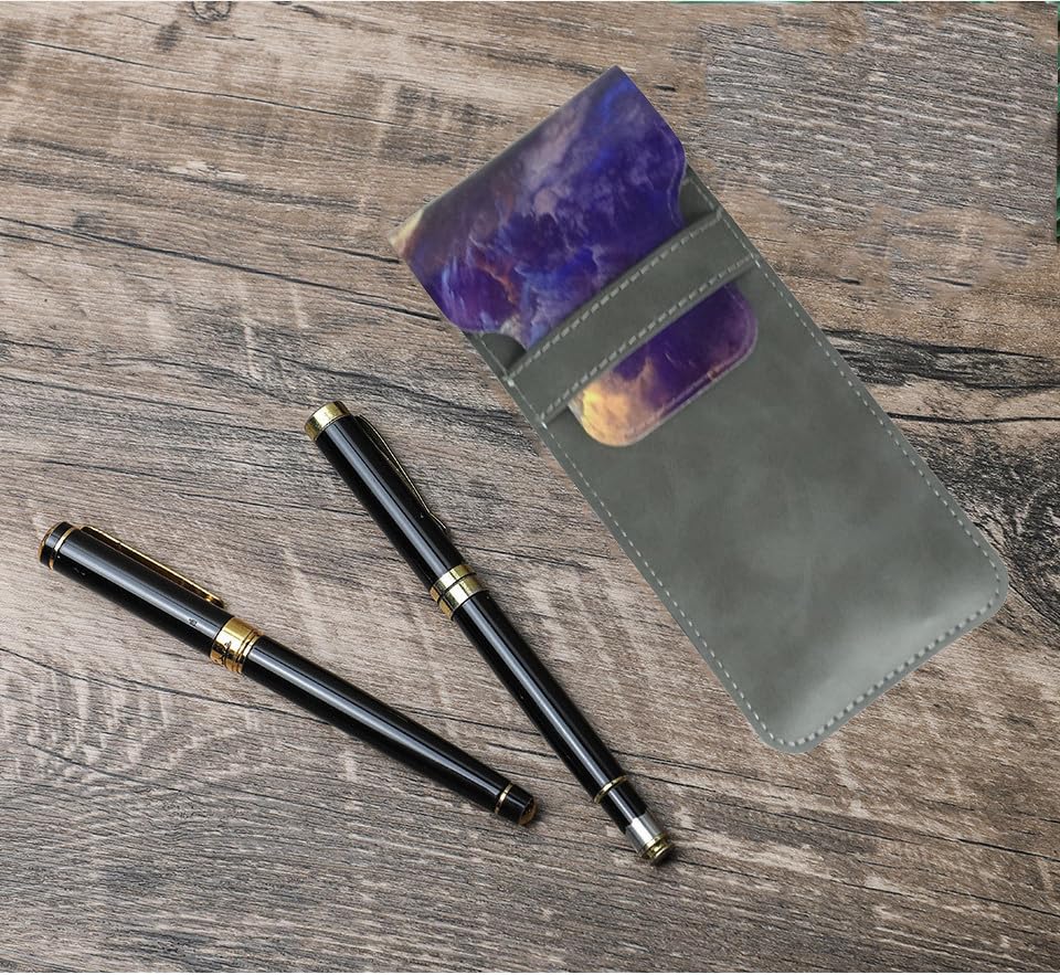 Yongkang Sublimation Pen Bag Pen Sleeve 3 Pieces (Blank Leather + Colored Leather) Capacity of 1-5 pens DIY Process (Gray) Yongkang