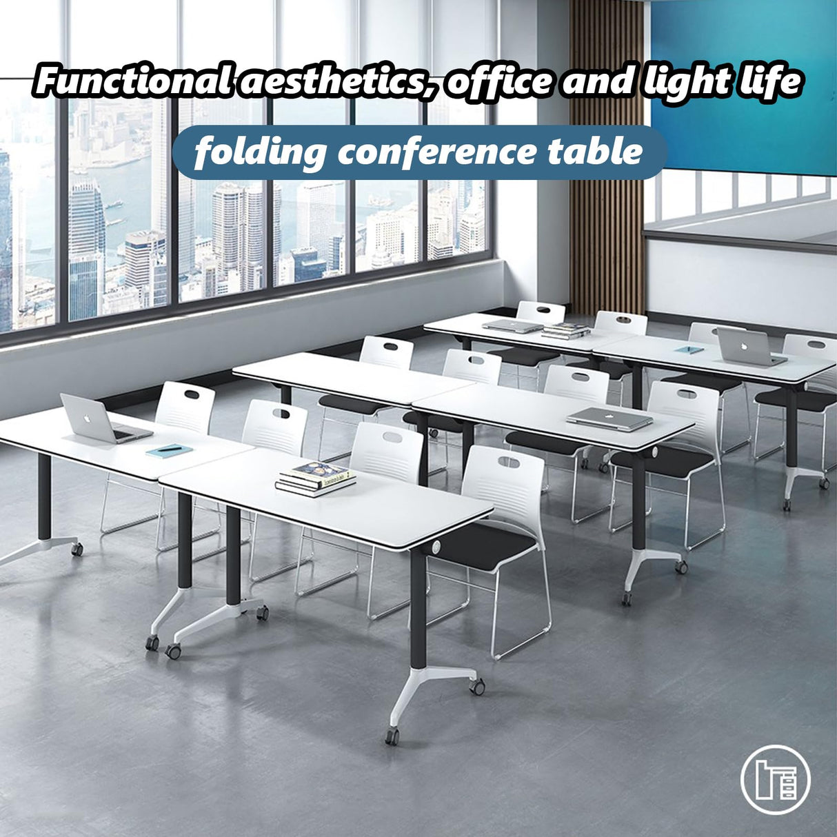 HSHBDDM Folding Conference Table Foldable Conference Table, Conference Rooms Flip Top Mobile Training Table, Folding Flip Top Office Meeting Table Mobile Conference Table for Office,Meeting Room HSHBDDM
