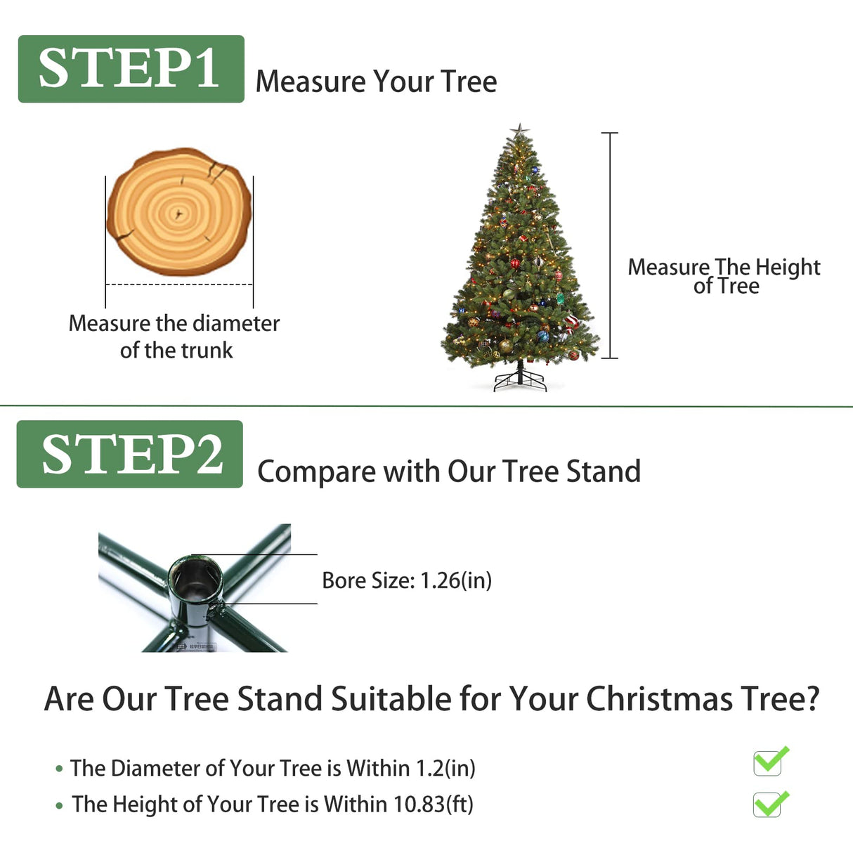 GothicBride Christmas Tree Stand - 40cm Portable Iron Metal Base for 0.5"-1.57" Pole, Foldable Universal Stand for Xmas Trees GothicBride