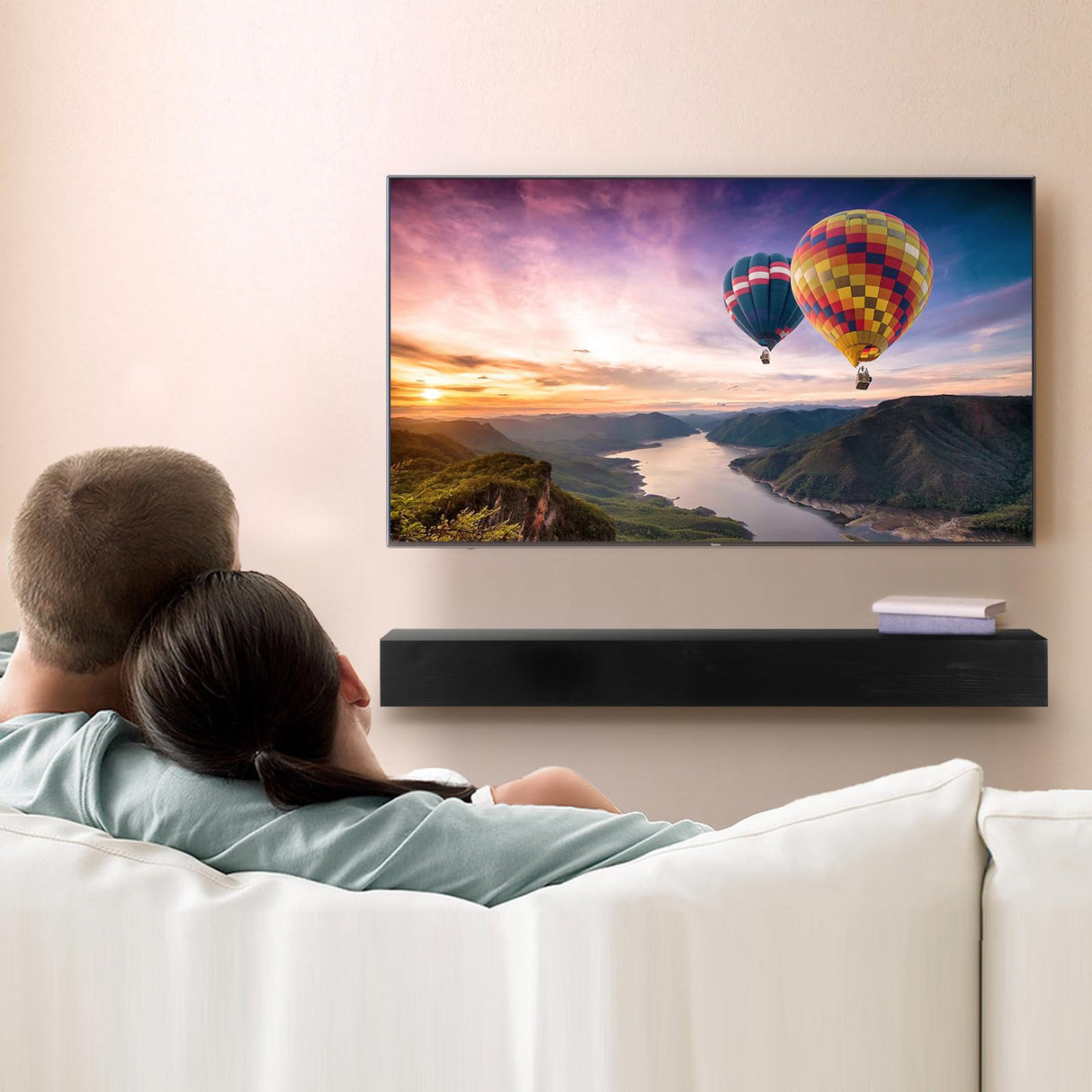 VEVOR Fireplace Mantel, 48" x 8" x 5", 50 lbs Weight Capacity, Natural Wood Mantel for Over Fireplace, Wall Mounted Floating Farmhouse Shelf, Handcrafted Fireplace Mantel for Wall Decor, Espresso VEVOR