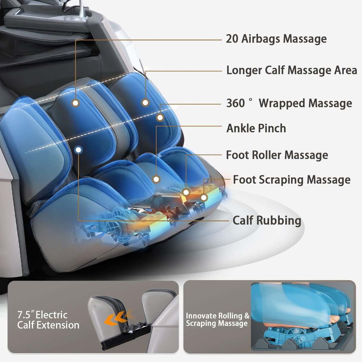 HealthRelife 4D Massage Chair Full Body Zero Gravity Recliner - 55“ SL-Track,20 Auto Modes,11 Massage Technique,40 Airbags Massage,with Yoga Stretch,APP Control,Negative Oxygen lons(Grey) HealthRelife