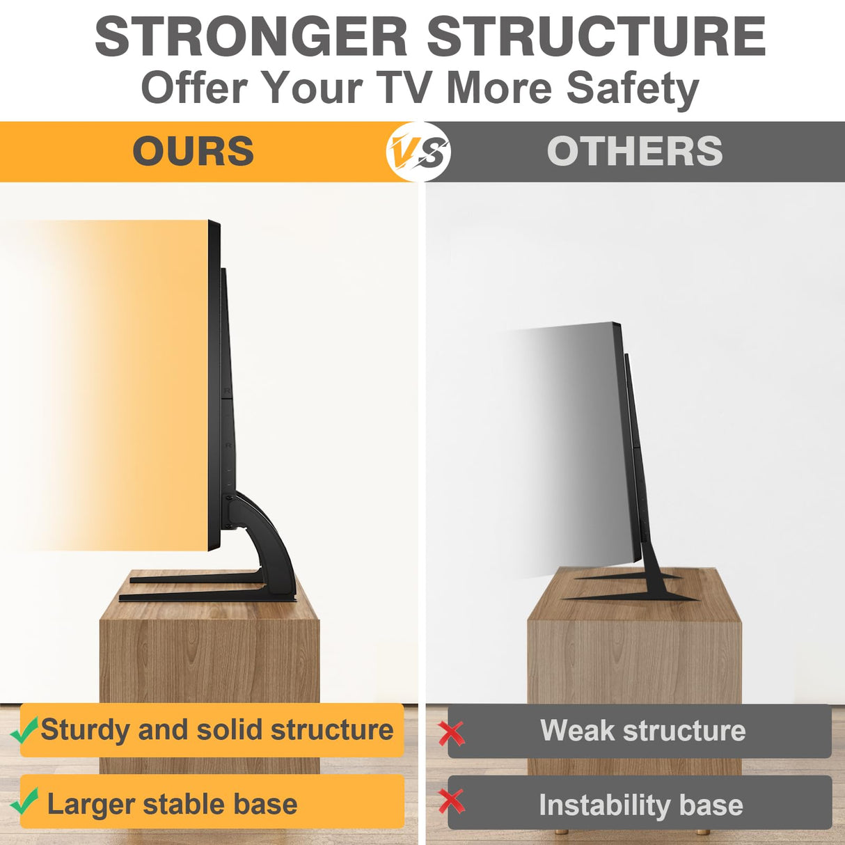 TAVR Universal Table Top TV Stand Mount for 27 30 32 37 40 43 47 50 55 60 65 Inch LCD LED Flat/Curved Screen TVs, Height Adjustable TV Legs, Strong TV Base Holds up to 88 lbs, Max VESA 800x500mm TAVR Furniture