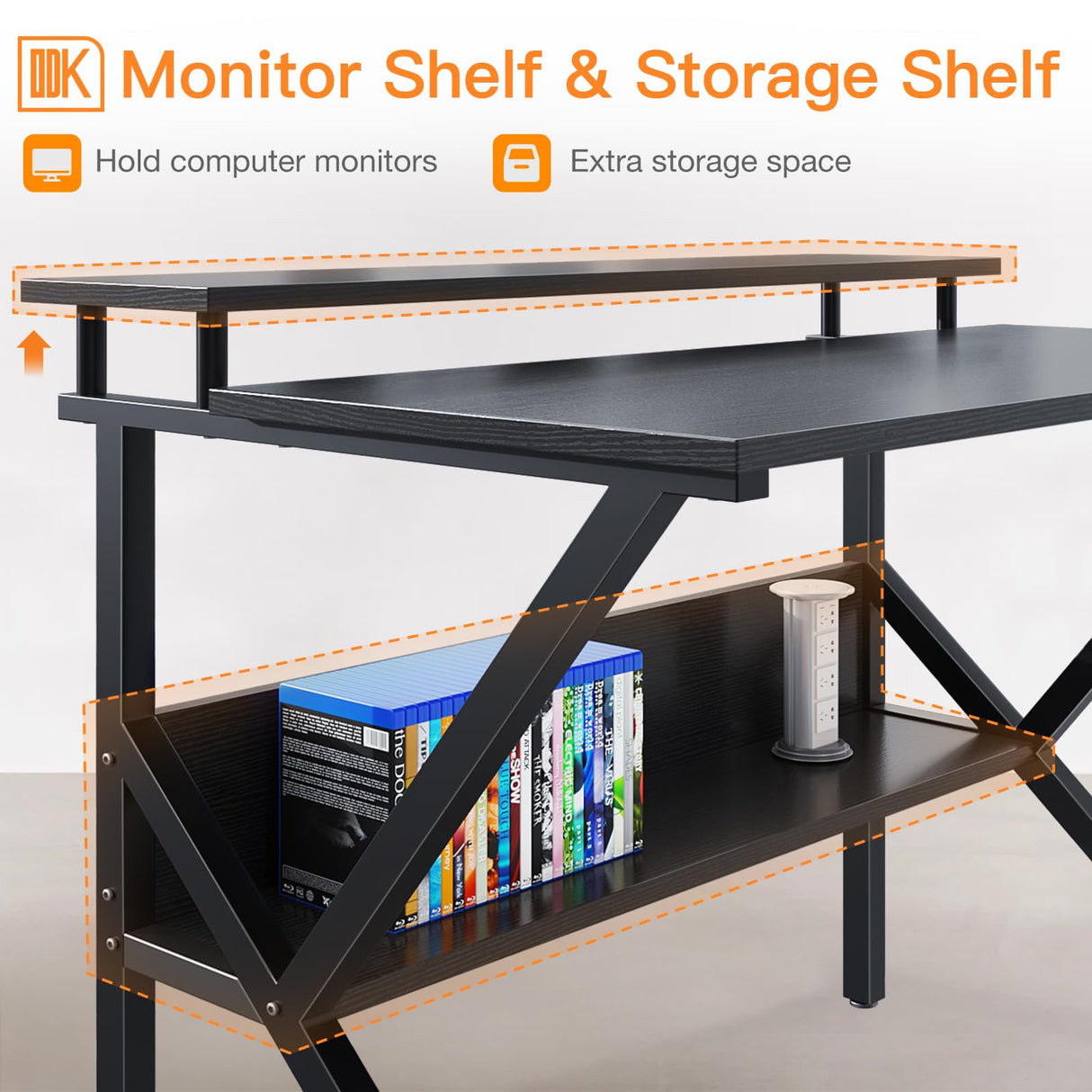 ODK Small Computer Desk, 27.5 Inch, Compact Tiny Study Desk with Storage and Monitor Stand for Home Office, Small Spaces, Black ODK