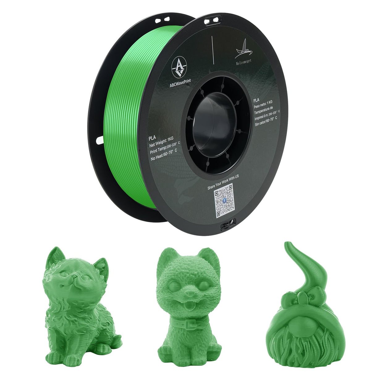 ABCWavePrint PLA 3D Printer Filament Bundle, Dimensional Accuracy +/- 0.02 mm, 16 x 1 kg Spool(35.2lbs), 1.75 mm,Black White Grey Red Green Blue Yellow Purple Silver Transparent Pink Orange Wood Brown ABCWavePrint