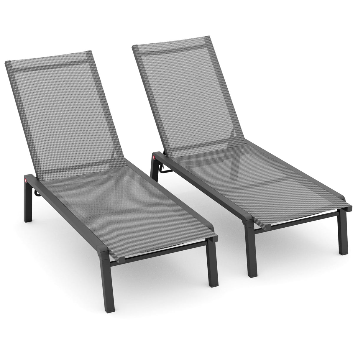 FHVIT Patio Chaise Lounge Set of 2 with 4 Adjustable Backrest, Foldable Aluminum Chaise Lounge Chair Recliner for Outdoor, Poolside, Sun Tanning Grey FHVIT