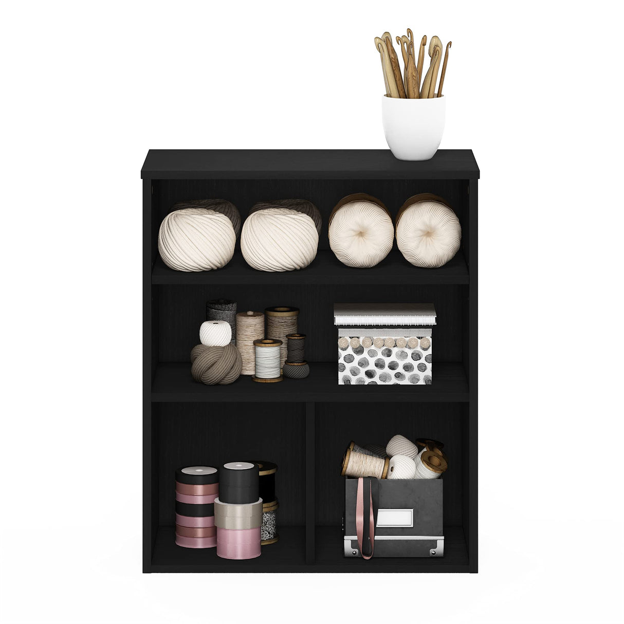 Furinno Pasir 3 Tier Display Bookcase, Black Oak Furinno