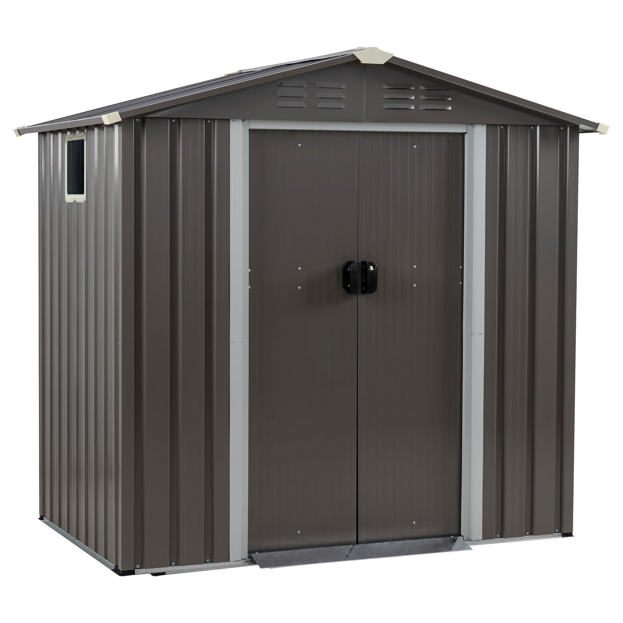 JYQAQA 6x4 FT Outdoor Garden Storage Shed,Waterproof Metal Garden Sheds with Lockable Double Door,Weather Resistant Steel Tool Storage House Shed forPatio,Lawn Gray JY QAQA PET