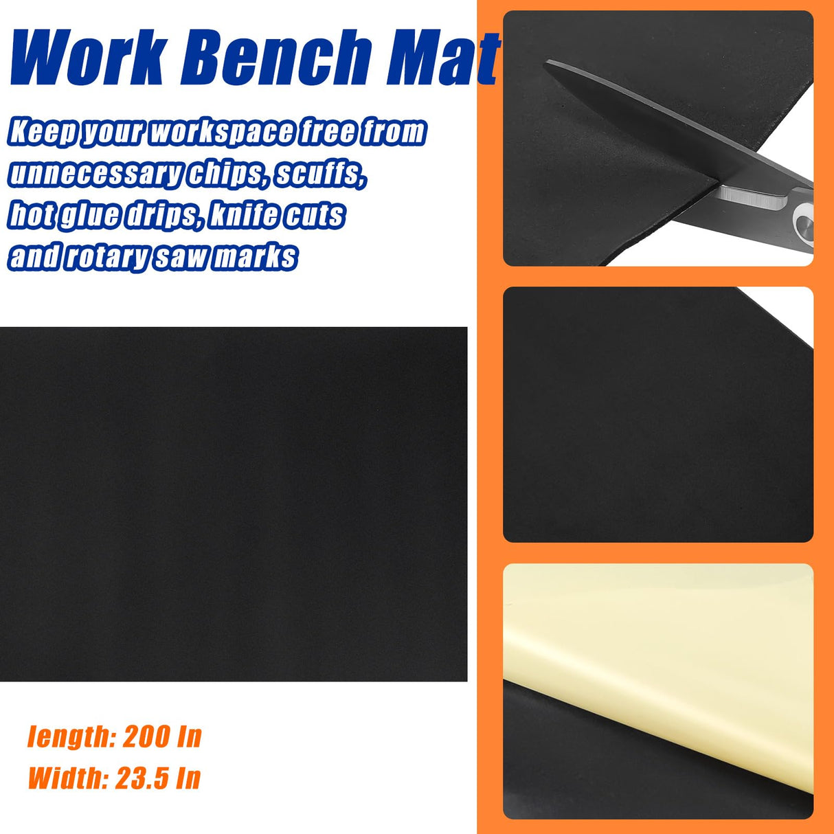 Vesici 1 Roll Work Bench Mat Resistant EVA Floor Runner Self Adhesive Easy to Clean Workbench Mat Pad for Garage Workbench or Table Storage Tool Station Organization, Black(23.5 x 200 Inch) Vesici