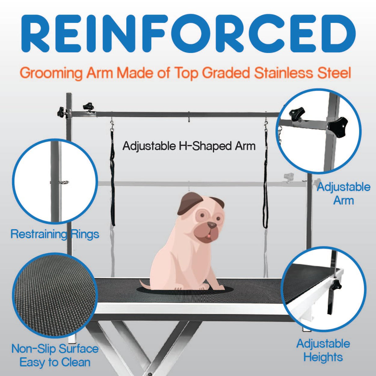 PawBest Large Professional Electric Lift Dog Grooming Table - Durable, Heavy Duty, Height Adjustable Pet Grooming Table w/Levelers, Dog Grooming Arm, Loops, Anti Slip Tabletop PawBest