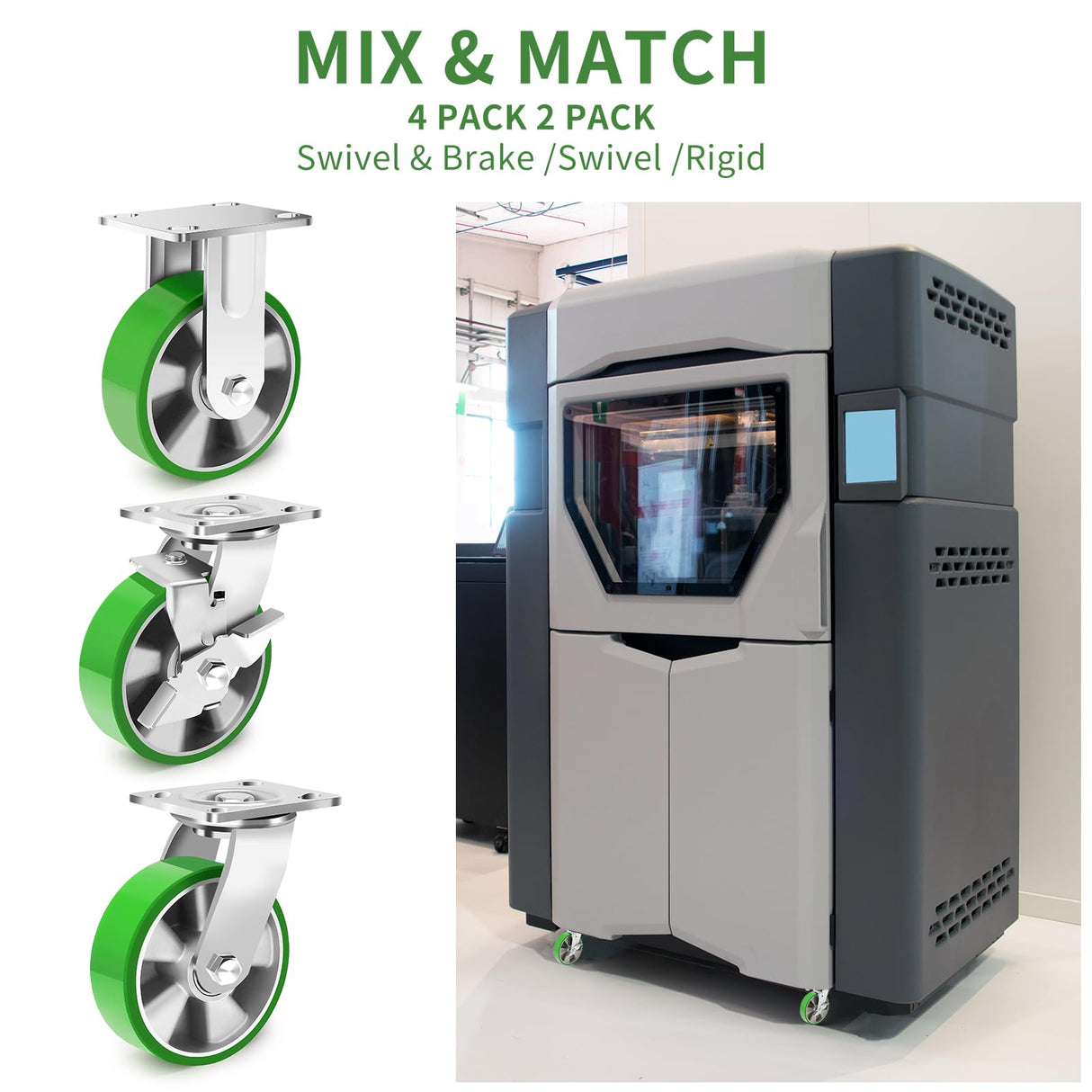 Humagineer 6 Inch Industrial Fixed Casters, Heavy Duty Industrial Grade Caster, Maintenance-Free Aluminum Core PU Wheels 2500 LBS, Durable Rigid Casters Wheels for Industrial, Equipment Humagineer