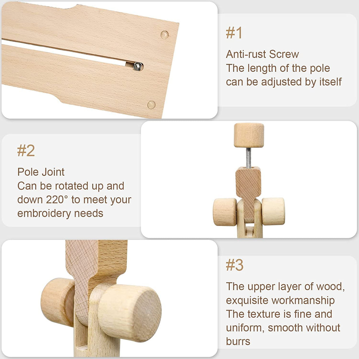 Adjustable Embroidery Stand - Guofa Embroidery Hoop Stand Beech Wood Embroidery Frame Rotated Cross Stitch Stand Embroidery Hoop Holder for Stitching Sewing Craft guofa