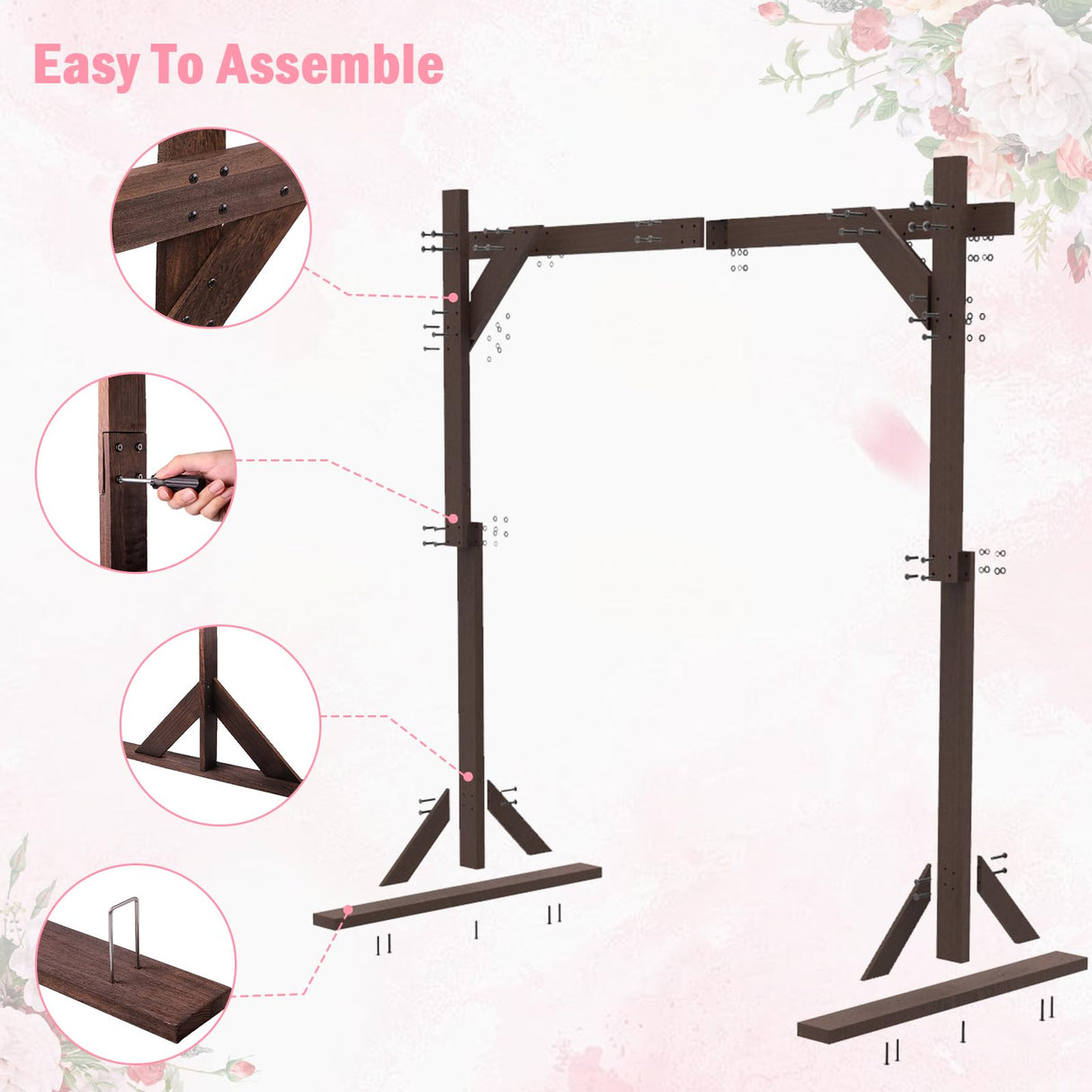 Chamvis 7.48FT Wooden Wedding Arch, Wooden Arch Backdrop Stand Square Arch Wedding Arbor Wedding Arches for Ceremony Wood Arch Frame for Outdoor Lawn Forest Wedding Decorations chamvis