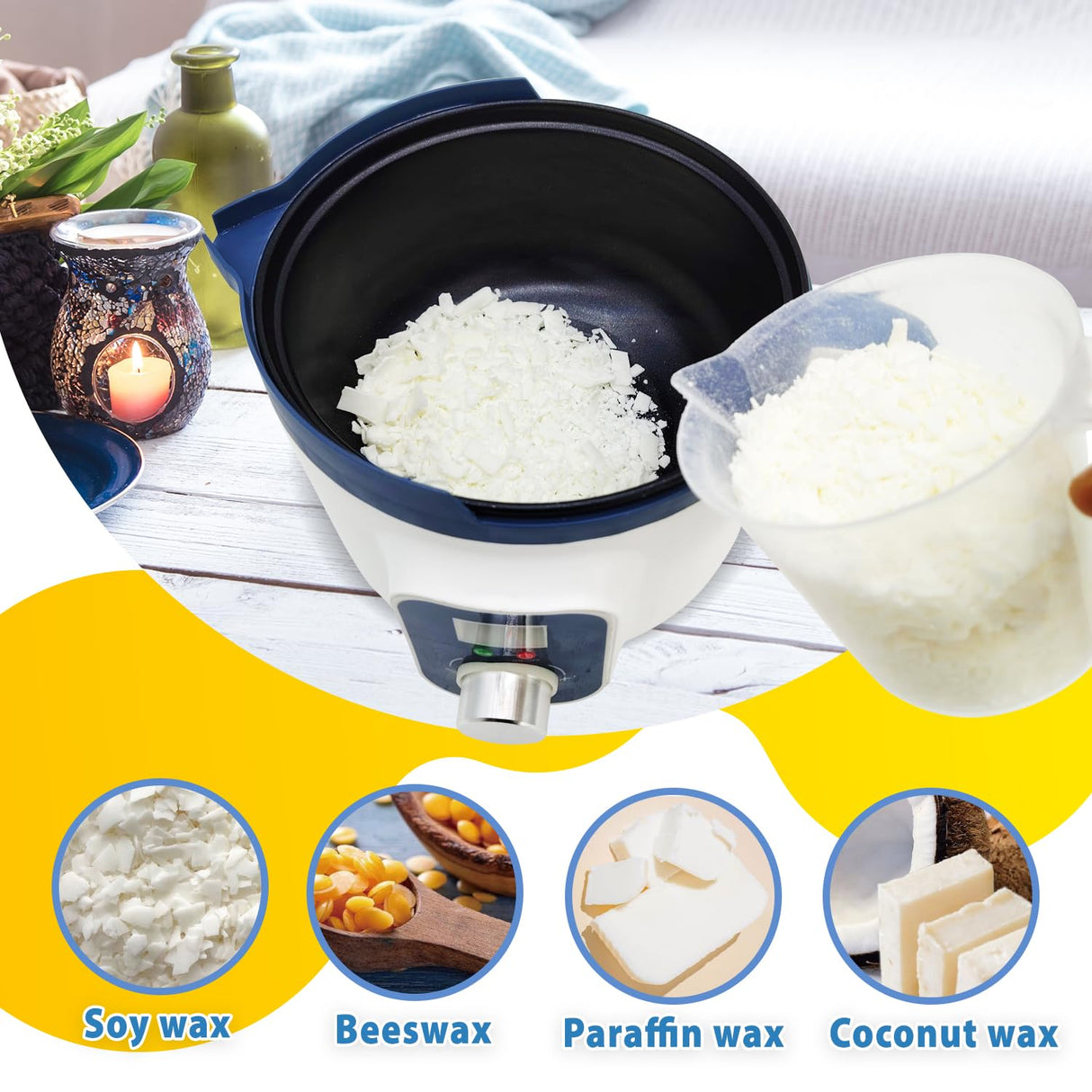 KQU Electric Wax Melting Pot for Candle Making, Wax Melter with Digital Temperature Display, Non-Stick Candle Making Pouring Pot with Spout and Automatic Constant Temp Control KQU