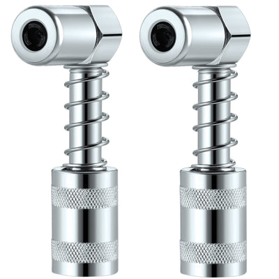 Silver 90 Degree Grease Coupler Gun Adapter 90 Degree Grease Gun Coupler Grease Gun Fittings Grease Gun Tips 3 Jaw Angle Swivel Snap Right Fitting Tool for Farm Truck Auto Industrial Use(2 Pieces)