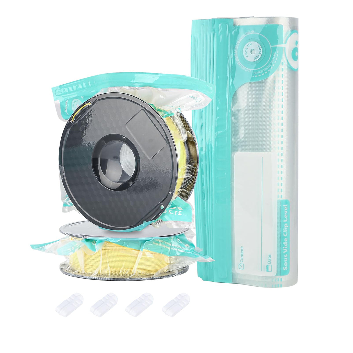 Domsanistor 3D Printer Filament Storage Bag Vacuum Kit, 10 Thicken Spool Storage Sealing Bags with 4 Clips, 11.8x13.4in Filament Bags for Keeping 1kg Spool Filament Dry Domsanistor