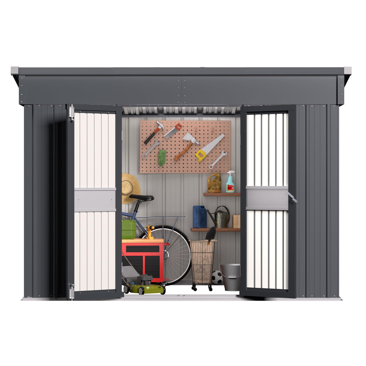 BlueWish 6'x10' Storage Shed, Outdoor Storage Shed with Sloped Galvanized Roof, Sheds & Outdoor Storage, Metal Tool Shed Storage House with 2 Vents for Garden Backyard Patio BlueWish