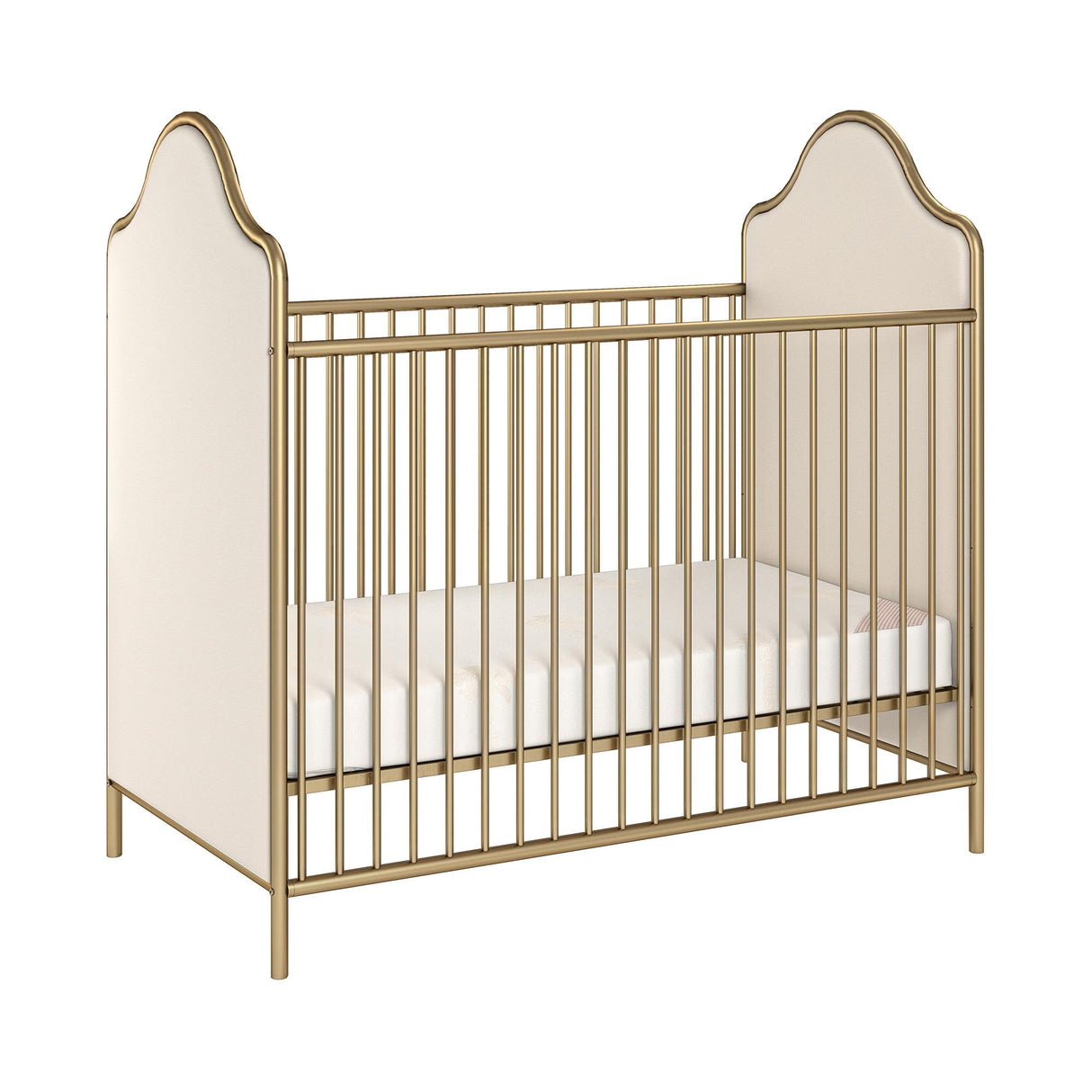 Little Seeds Piper Upholstered Metal Crib, Gold Little Seeds