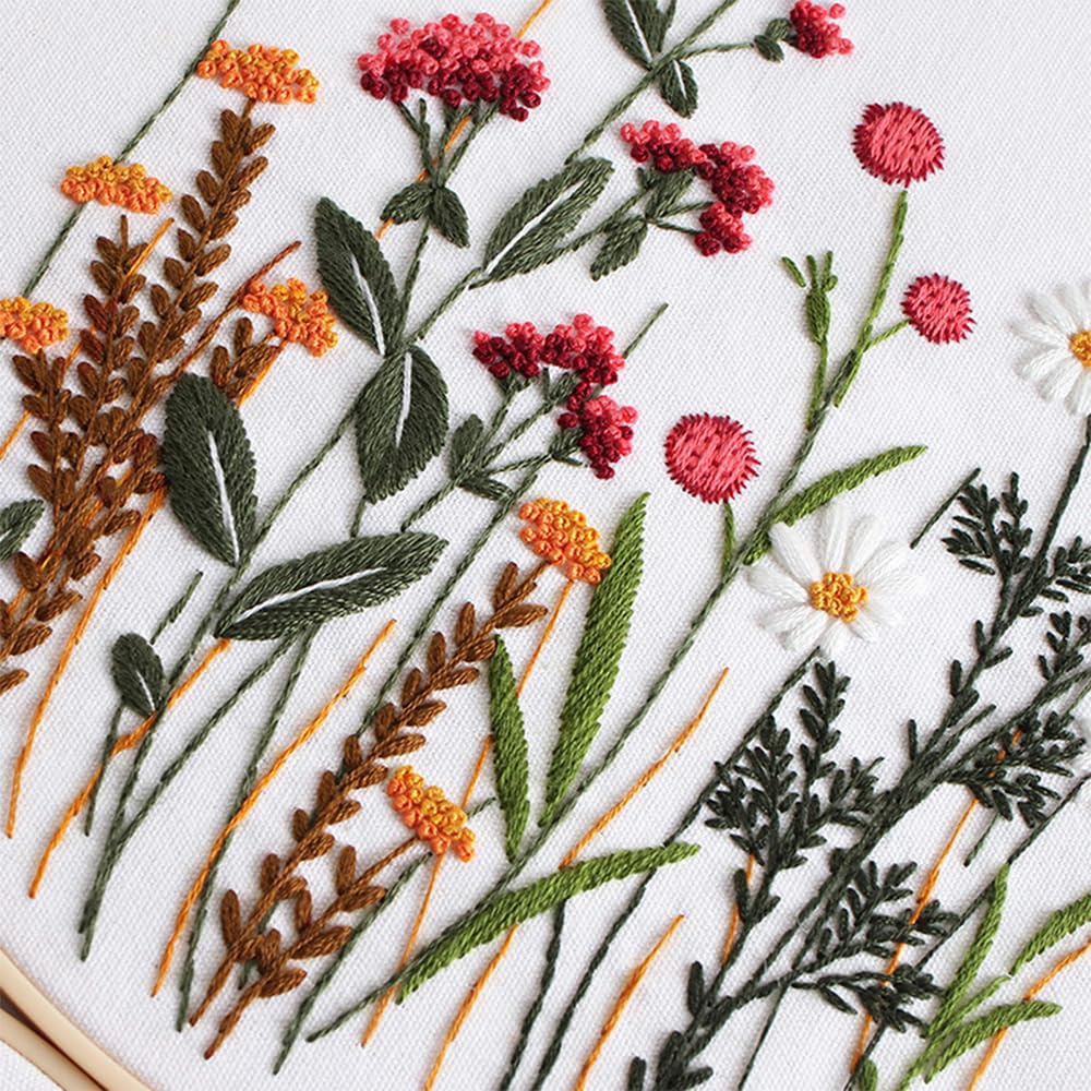COCOMOX 3 Sets Embroidery Practice Kits, Flower Pattern Embroidery Kit for Beginners Adults, Hand Embroidery Kit for Kids, Easy to Follow Instruction and Video COCOMOX