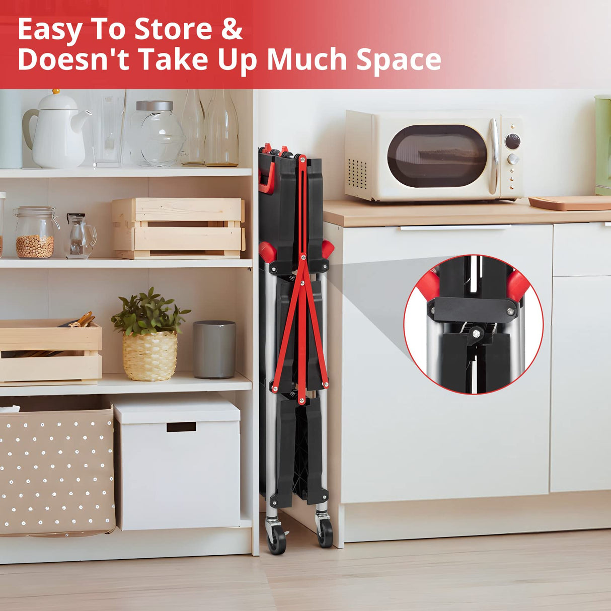 Portable Folding Service Cart,PioneerWorks 3 Tier Collapsible Push Cart,56 lbs Load Capacity/Shelf.Lockable Wheels,Ideal Rolling Tool Storage PioneerWorks