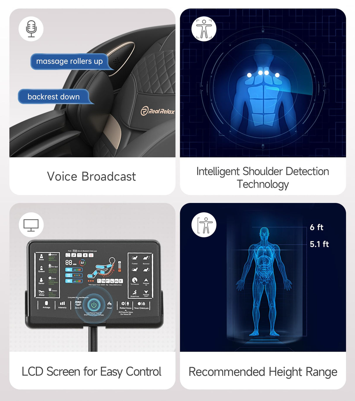 Real Relax 3D Massage Chair Full Body SL-Track, Zero Gravity Recliner with 16 Massage Modes, Body Scan, Wasit Heating, Foot Rollers, Bluetooth, Favor-22 Black Real Relax