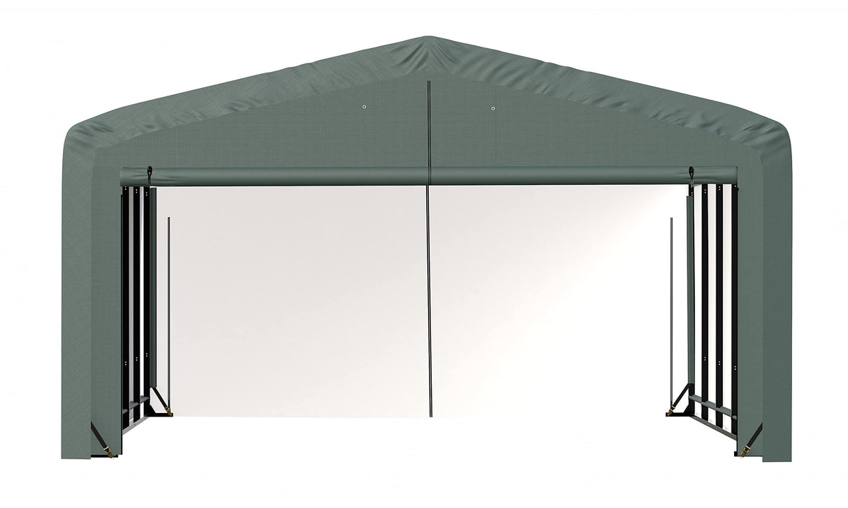 ShelterLogic ShelterTube Garage & Storage Shelter, 20' x 23' x 12' Heavy-Duty Steel Frame Wind and Snow-Load Rated Enclosure, Green ShelterLogic