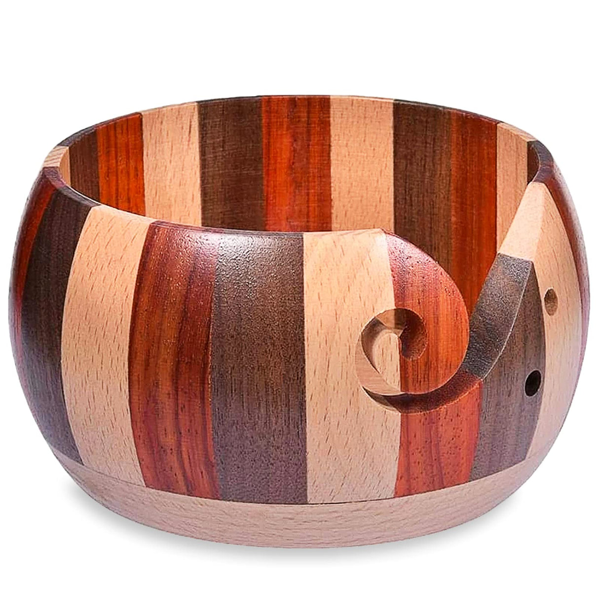 Coopay Wool Yarn Bowl Rosewood, Handmade Wooden Yarn Storage Bowl With Holes, Knitting Wool Storage Bowl Round - Ideal Knitting Crochet Accessories for Knitters Coopay