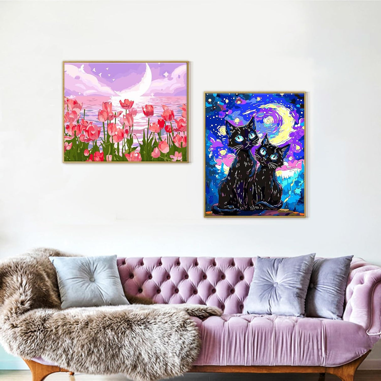 Yunnuo Paint by Numbers Kit for Adults, Tulip Flowers Paint by Number for Beginners, DIY Seaside Scenery Acrylic Number Painting on Canvas, Great Gifts Decor (16 x 20 Inch) Yunnuo