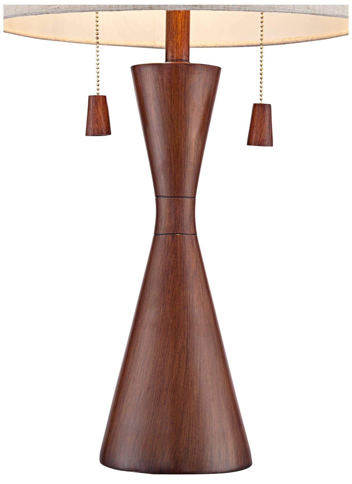 360 Lighting Omar Modern Table Lamp 28 3/4" Tall Warm Brown Wood Hourglass Oatmeal Fabric Tapered Drum Shade for Bedroom Living Room House Home Bedside Nightstand Office Entryway Kids Family 360 Lighting