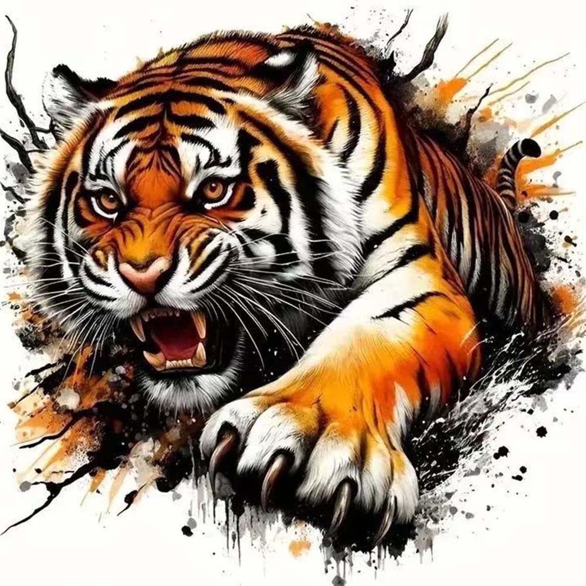 Tiger 5D Diamond Painting Kits for Adults,Animal Diamond Art Kits for Beginner,DIY Round Full Drill Diamond Dots Gem Art Kits for Adults Home Wall Decor 13.8 X 13.8Inch GEMFAMILY