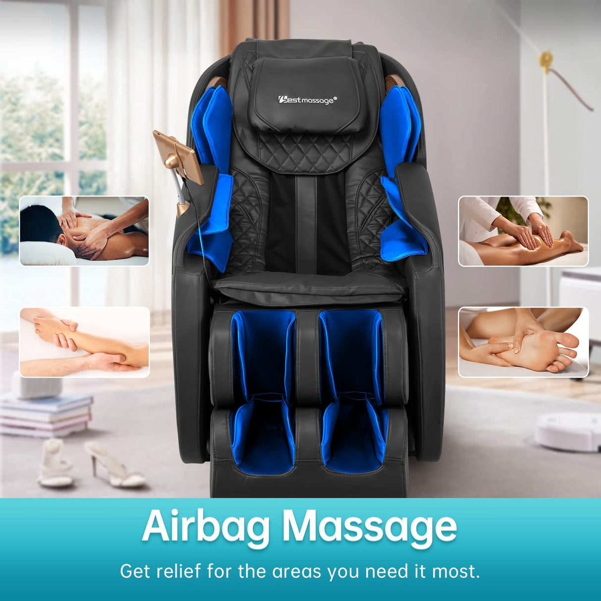 Massage Chair,Full Body Zero Gravity SL Track Massage Chair Recliner Chair with Smart Large Screen Bluetooth Speaker Built-In Heat Therapy Foot Roller Air Massage System for Home Office,Black PayLessHere