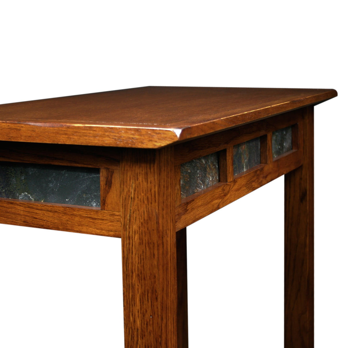 Leick Home Sibley End Table, Solid Wood, 12 in. Wide, Slate Tile Detail, 1 Lower Shelf, Narrow Width, Easy-Assembly, Rustic Oak, 24.0 in. L x 12.0 in. W x 24.0 in. H, 10060 Leick Home