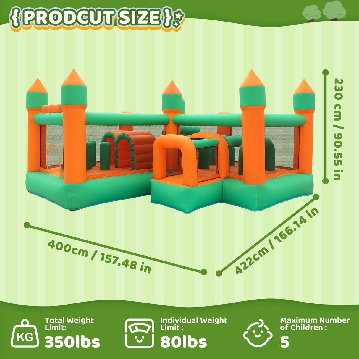 Inflatable Bounce House Kids Obstacle Bouncy Castle for Outdoor Indoor INFLATEFLY