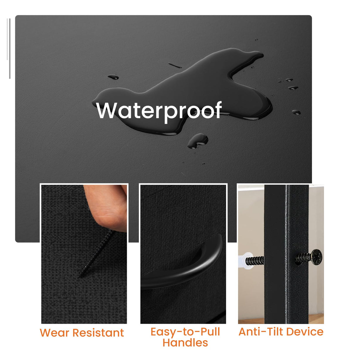 Sweetcrispy Nightstand Set of 2 with 2 Storage Drawers, 20" Height Small Bed Side Furniture End Table, Wooden Top Fabric Cabinet Kids Mini Dresser for Bedroom, Closet, Entryway, College Dorm Sweetcrispy