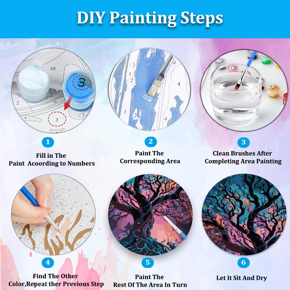 Artunion Tree of Life Paint by Numbers for Adults Beginner, Landscape Paint by Number Kits, DIY Oil Painting Paint by Number Kits on Canvas Arts Craft for Home Wall Decor 16x20 Inch Artunion