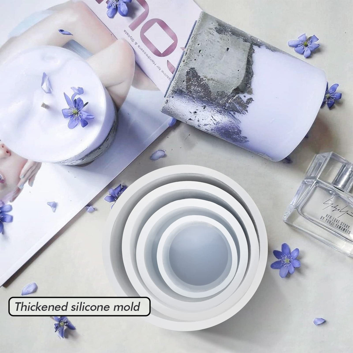 Cylinder Candle Molds for Candle Making,4 Pcs Pillar Casting Silicone Molds for Resin Casting, Soap, Flower Specimen, Insect Specimen, Clay Craft Sakolla