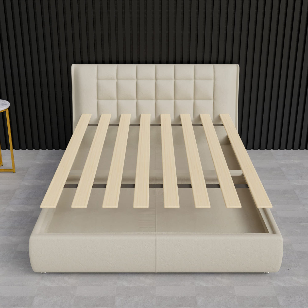 Greaton, 0.68-Inch Vertical Wooden Bunkie Board/Bed Slats, Full, Beige Greaton