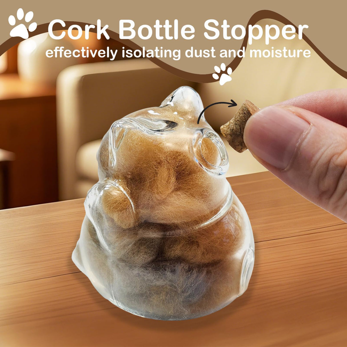 【NEW】Memorial Bottle for Pet Hair with Base, Cat Pet Fur Keepsake, Pet Hair Memorial Keepsake, Pet Memorial Gifts for Cats, Cat Keepsake Fur Holder Cat Whisker Jar Memory Sympathy Gift Vials for Cat SEGIIFO