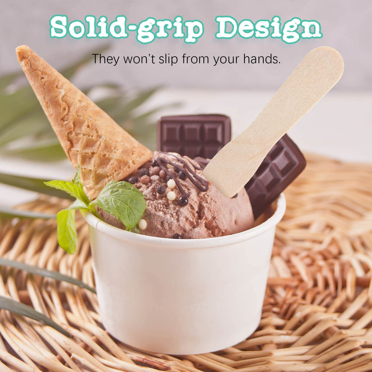 Skylety 4000 Pcs Wooden Ice Cream Spoon Bulk Mini Disposable Tasting Spoons Set Wooden Small Sample Spoons Ice Cream Sticks for Dessert Sampling Crafts, 3 Inches Skylety