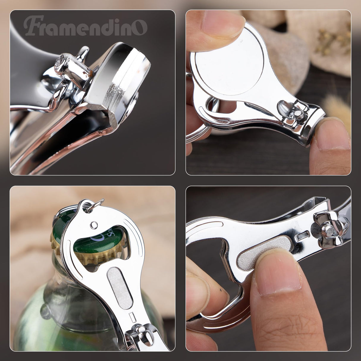 Framendino, 6 Pack Sublimation Blanks Keychains Nail Clipper Metal Bottle Opener Heat Transfer Keychain Fingernail Clipper for Birthday Graduation Gifts Framendino