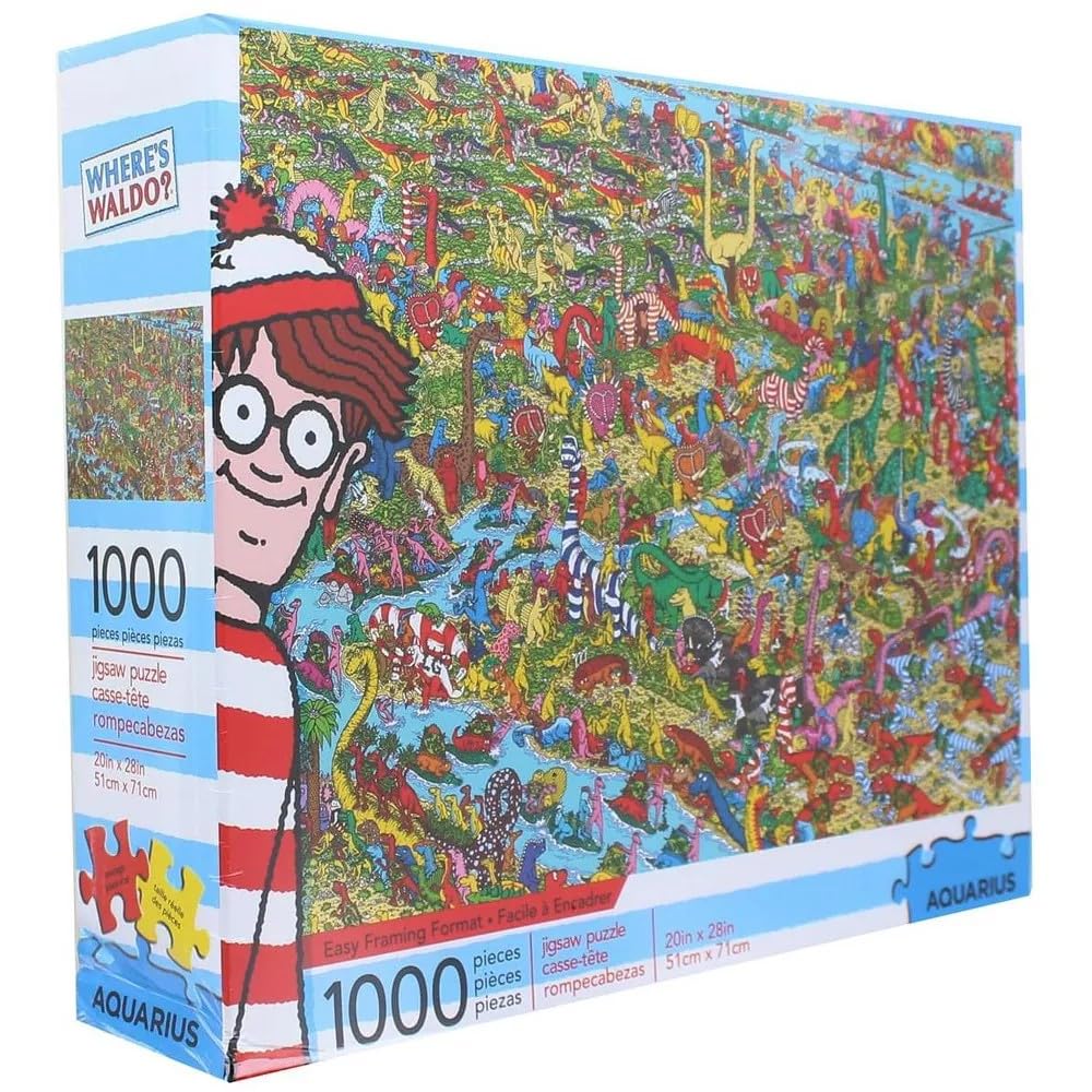 AQUARIUS Where's Waldo Dinosaurs (1000 Piece Jigsaw Puzzle) - Officially Licensed Where's Waldo Merchandise & Collectibles - Glare Free - Precision Fit - 20 x 28 Inches AQUARIUS