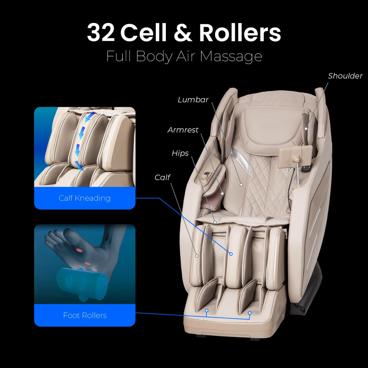 Osaki OS-3D Champ II | Taupe | Full Body Massage Chair | 3D SL-Track Full Body Massage Chair | Zero Gravity | Lumbar Heating | Touchscreen Controller | Auto Body Scan | Bluetooth Speaker Osaki