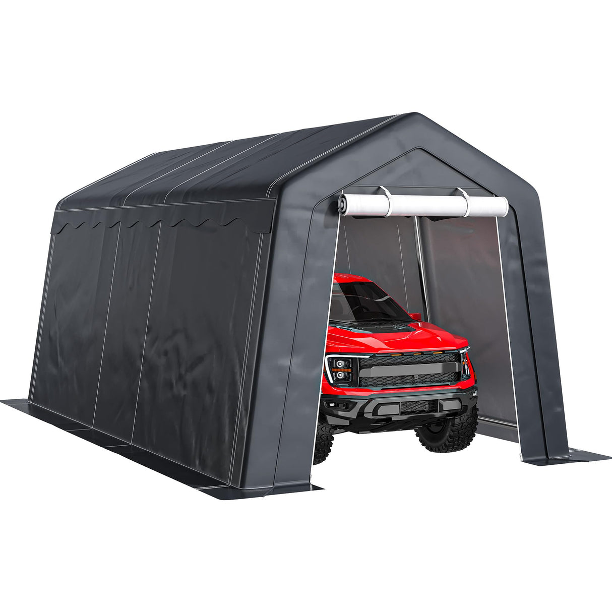 YITAHOME 8 x 14 FT Carport Car Canopy Heavy Duty Galvanized Frame Car Shelter Car Canopy Tent with Removable Sidewalls, Portable Garage Tent Boat Shelter - Gray YITAHOME