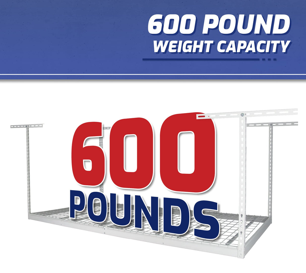 SafeRacks Overhead Garage Storage Rack, Heavy Duty Racks for Garage w/ 600 lb Capacity, Easy Garage Storage Adjustable Storage Rack Ceiling Mount Storage for Garage 4x8 White, 24"-45" (2 Pack) SafeRacks