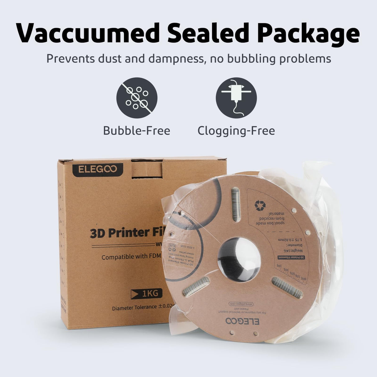 ELEGOO PLA Plus Filament 1.75mm White 2KG, PLA+ Tougher and Stronger 3D Printer Filament Pro Dimensional Accuracy +/- 0.02mm, 2 Pcs 1kg Spool(2.2lbs) Fits for Most FDM 3D Printers ELEGOO