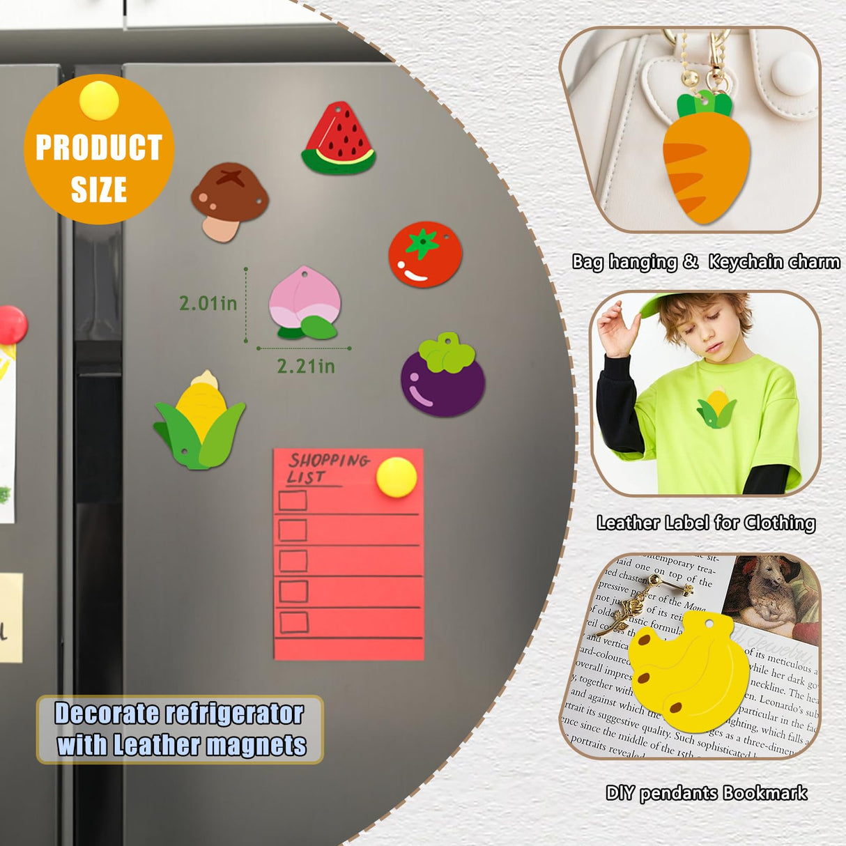 Magnetic Mini Tile Art-DIY Craft Kits for Kids,Fridge magnet painting kit for kids Ages 4-8,Soft Leather Fridge Magnets Craft Paint Set Fruit & Vegetables,Party Favors for Kids 8-12 DerzuanAscent