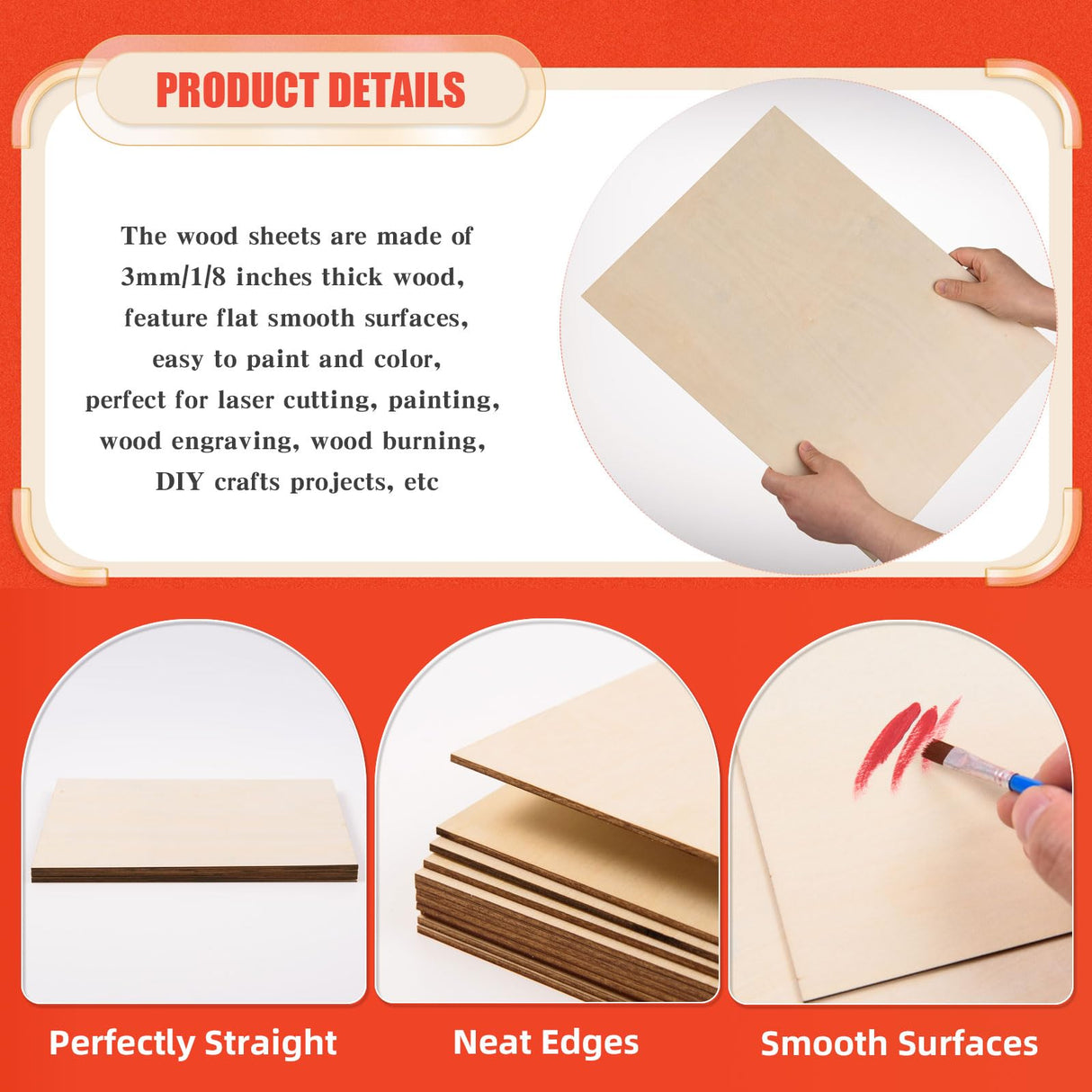 AWIZOM 12 Pack Basswood Sheets for Crafts-12 x 16 x 1/8 Inch- 3mm Thick Plywood Sheets with Smooth Surfaces Unfinished Wood Boards for Laser Cutting, Wood Burning, Architectural Models, Staining AWIZOM