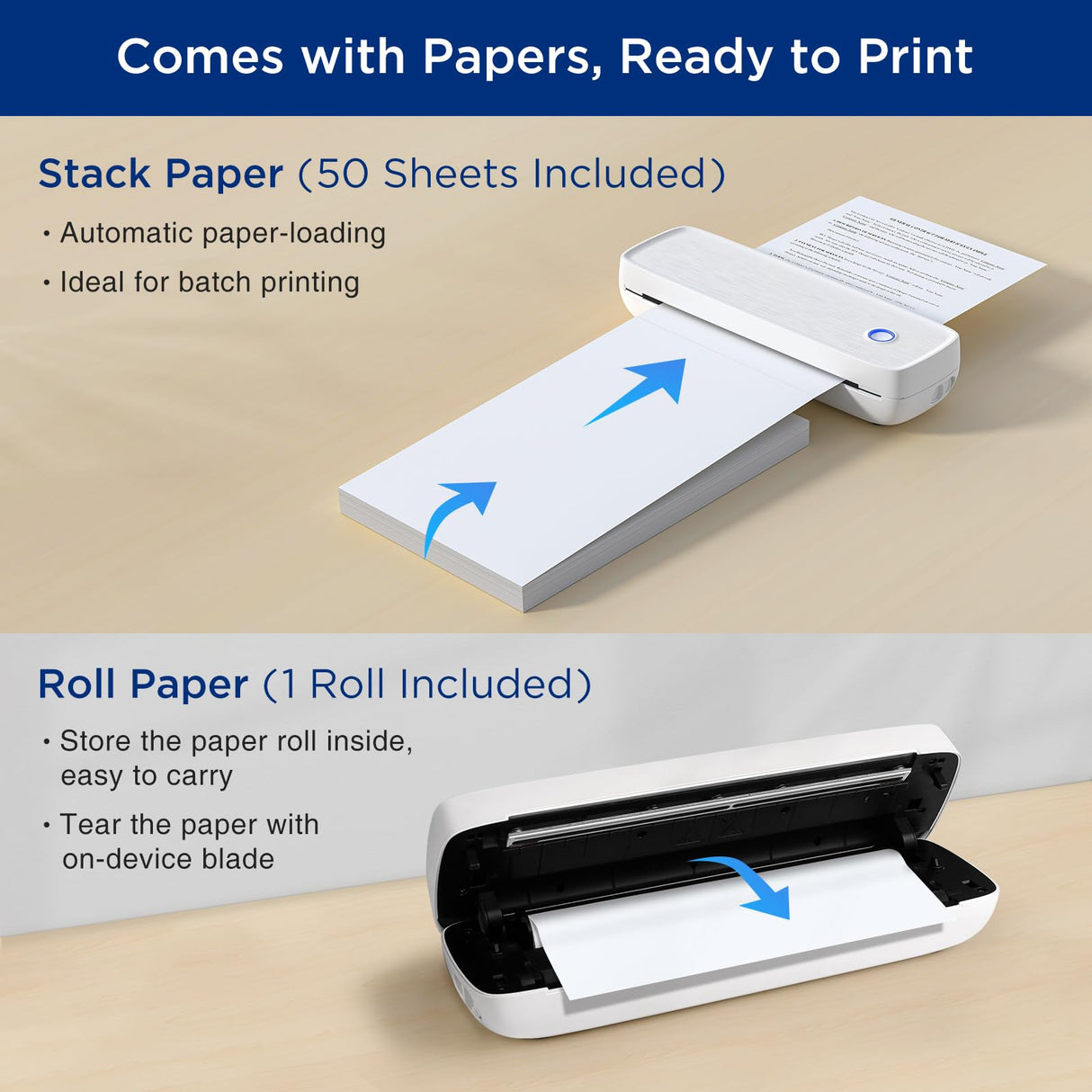 SUPVAN T200M Portable Printer Wireless for Travel, Bluetooth Inkless Printer with 300 DPI, Prints 400 Pages per Charge, Supports 8.5" X 11" US Letter, Compatible with iPhone, Android & Laptop SUPVAN